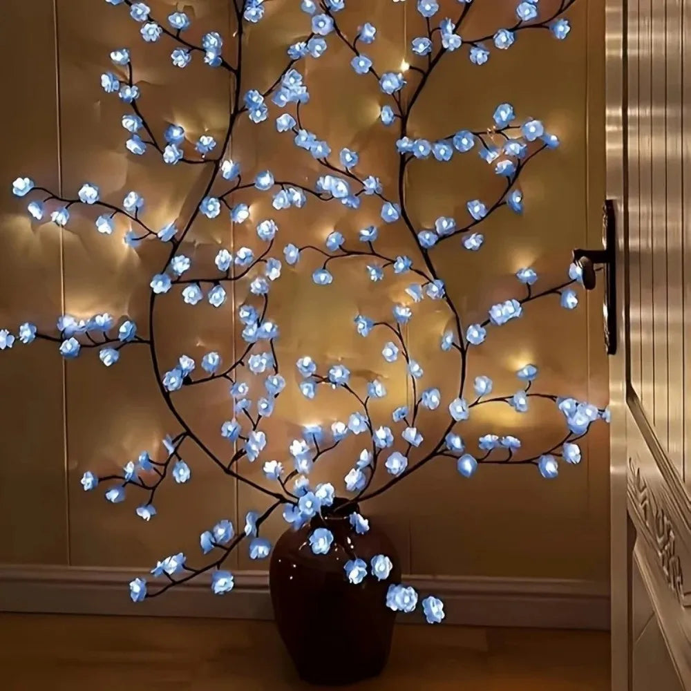 72/96/144LED Artificial Cherry Blossom Branch LED Lights, USB Powered Pink Flower Fairy Lights for Bedroom Aesthetic Decor