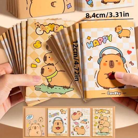 Set 10 Mini Carnets Kawaii Capybara – Pocket Notebook, Journal & Mémo, Coloris Assortis