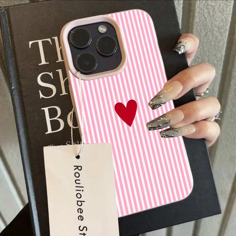 Coque Kawaii Motif Cœur pour iPhone – Mignonne & Tendance, Compatible iPhone 11 à 17 Pro Max, 5 Motifs