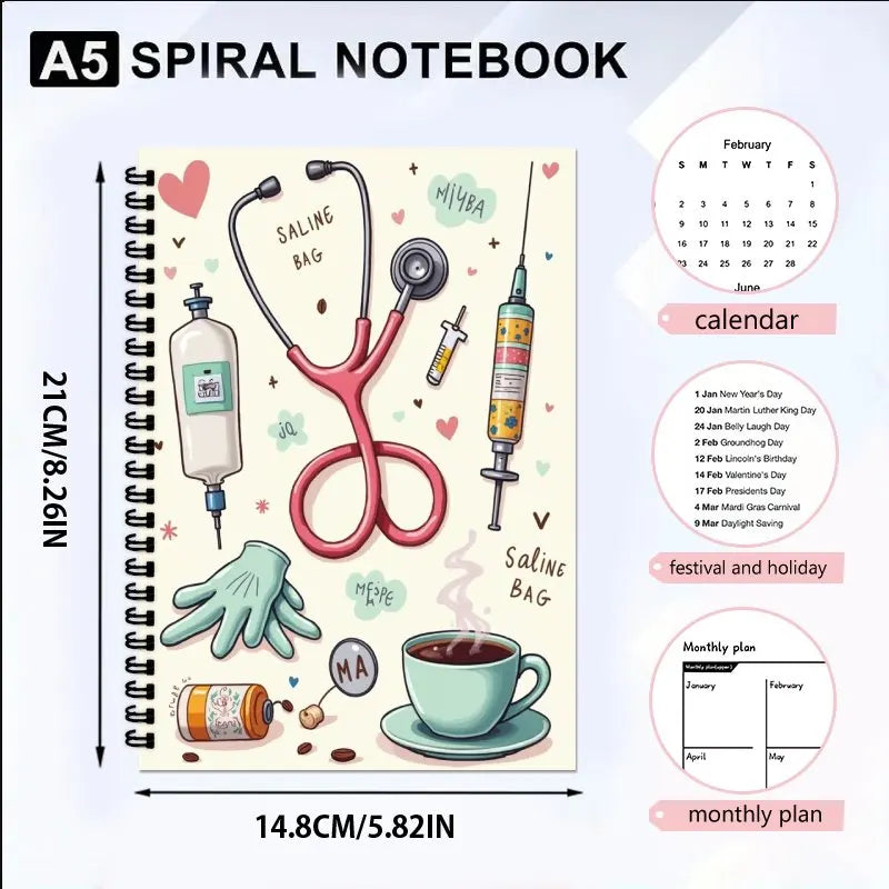 Carnet Spirale Infirmière & Assistante Médicale – Cadeau Kawaii pour Professionnels de Santé