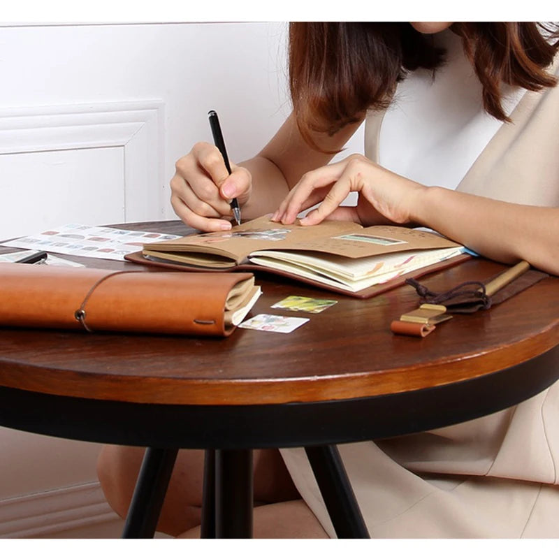 Carnet A6 Cuir Rétro à Sangle – Feuilles Mobiles – Journal de Voyage – 5 Coloris