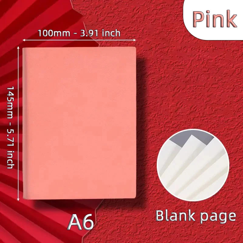 Cahier en Cuir Souple A6 – 720 Pages Blanches – Ultra Épais – Dessin & Écriture – 4 Coloris