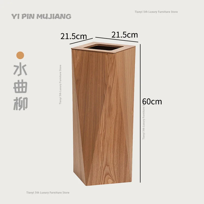 Poubelle Design en Bois Style Nordique – Forme Diamant, Salon & Bureau