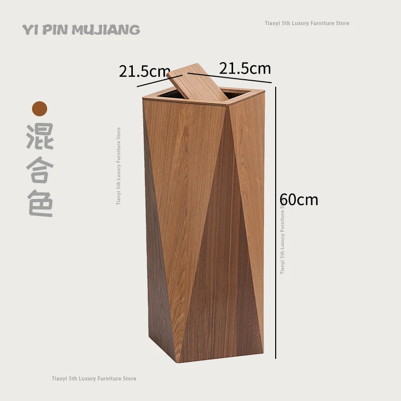 Poubelle Design en Bois Style Nordique – Forme Diamant, Salon & Bureau