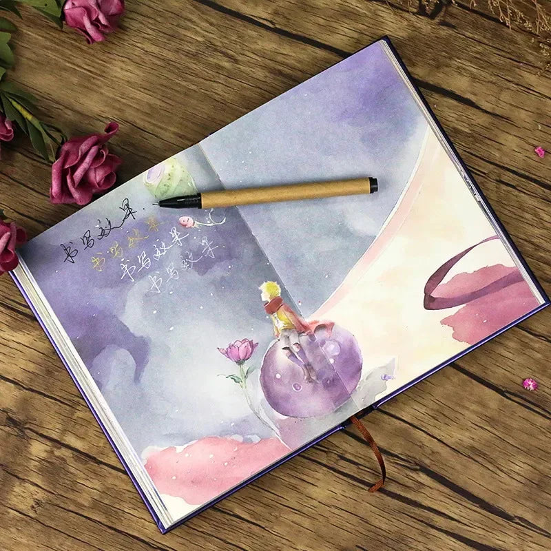 Cahier Relié – Série Prince & Rose – 128 Feuilles Couleur – Format B6 – 4 Designs