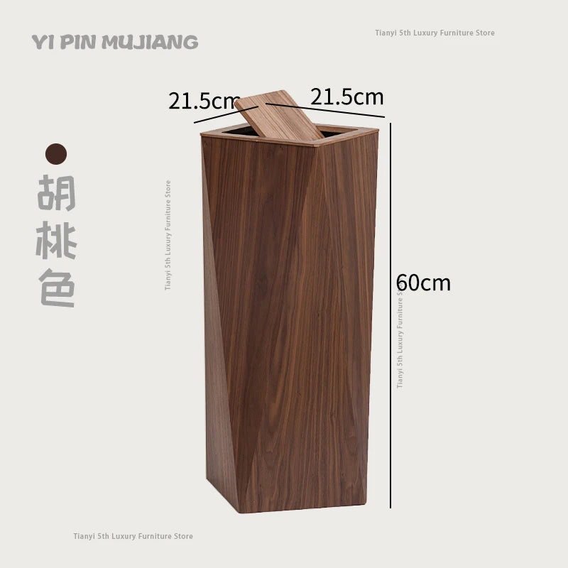 Poubelle Design en Bois Style Nordique – Forme Diamant, Salon & Bureau