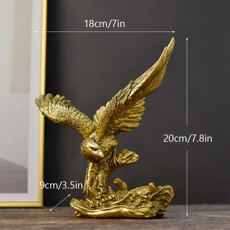 Statue Aigle Doré en Résine – Figurine Décorative Prestige Bureau et Salon