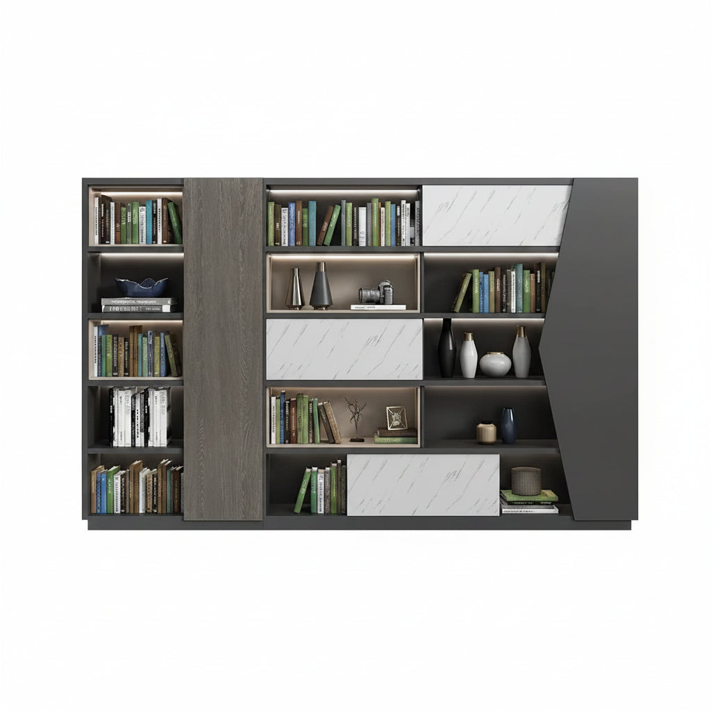 Armoire de Bureau avec Serrure – Bibliothèque Bois Moderne, 5 Niveaux, 15 Modèles