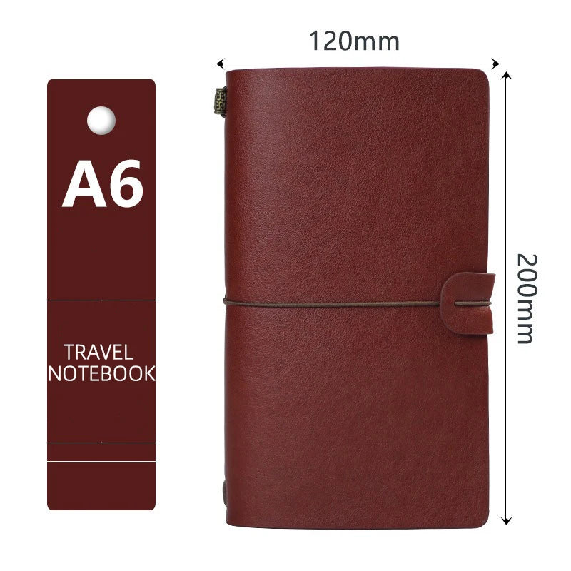 Carnet A6 Cuir Rétro à Sangle – Feuilles Mobiles – Journal de Voyage – 5 Coloris