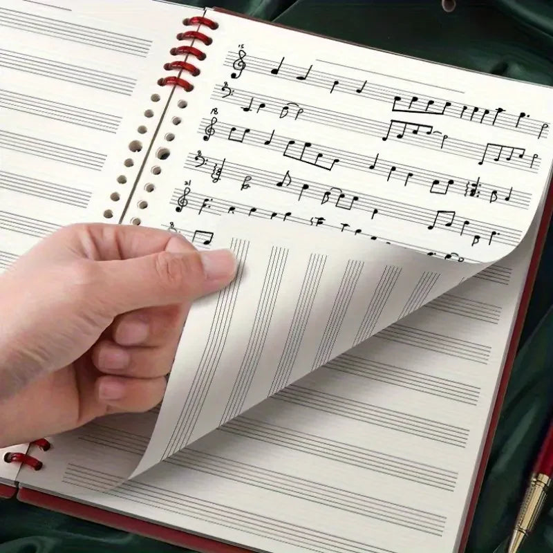 Cahier de Notation Musicale B5 – 60 Feuilles Mobiles Réutilisables – Papier Staff Double Face – 3 Coloris