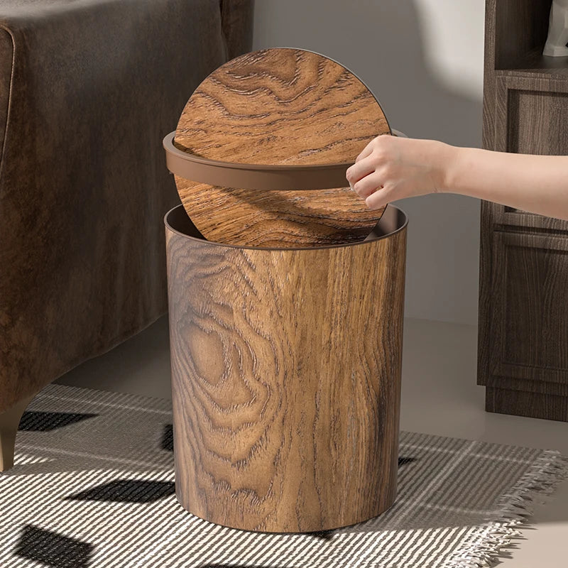 Poubelle Rétro Imitation Bois – Style Vintage Chic, Salon & Bureau