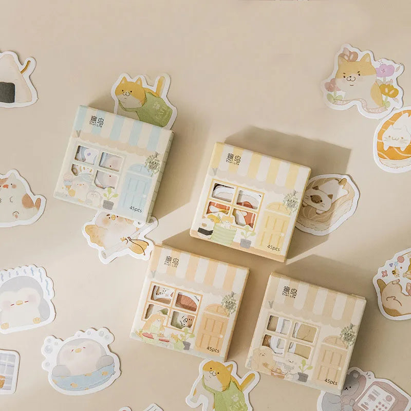 Stickers Kawaii Maison – Set 45 Pièces, Scrapbooking & Décoration, 4 Designs