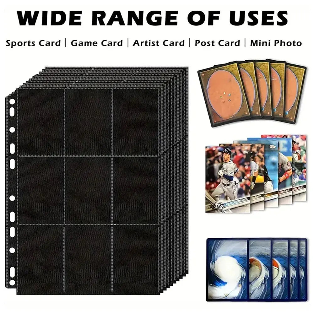 Feuilles de Classeur pour Cartes – 10 Pièces, 9 Pochettes A4, Double Face, 180 Cartes