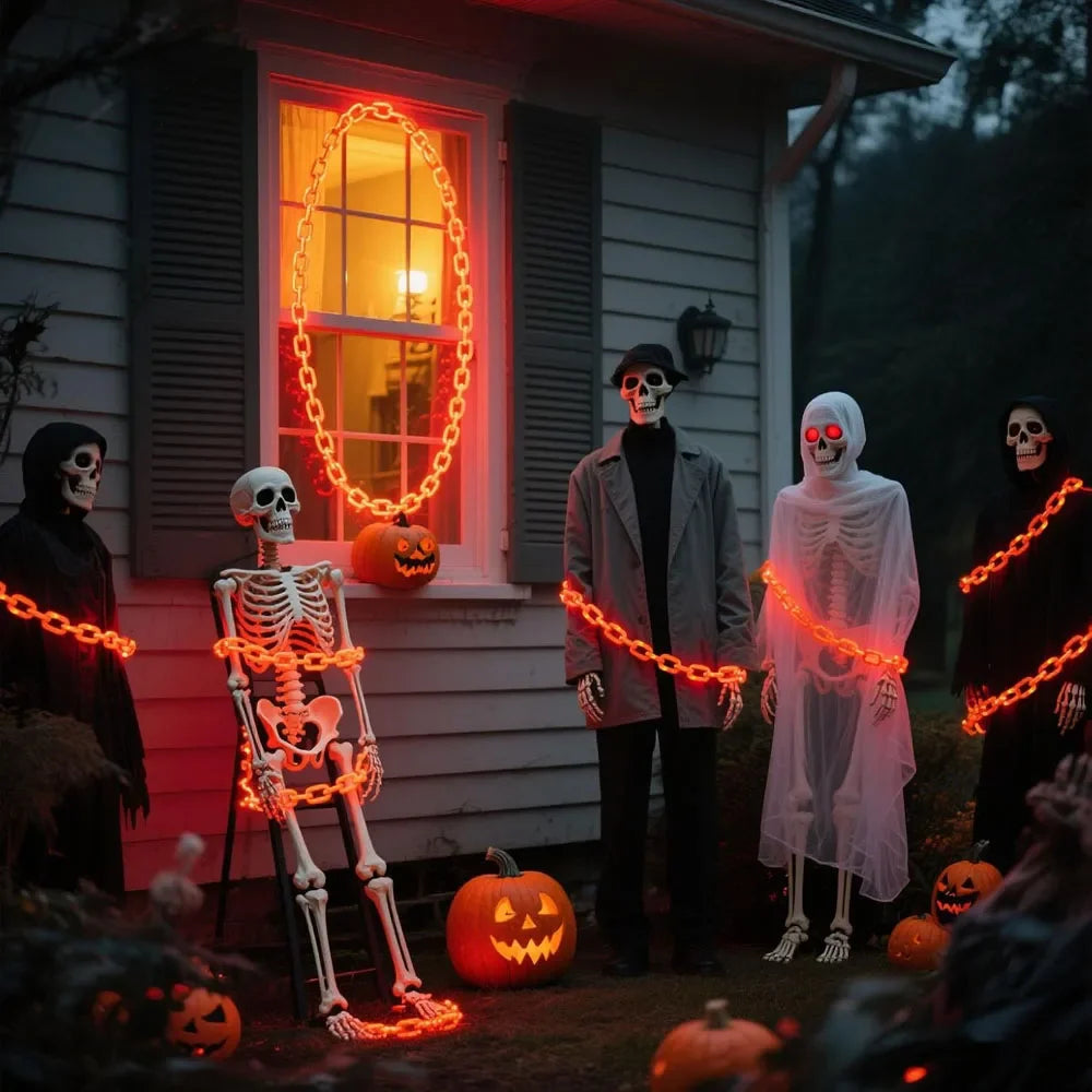 Guirlande Chaîne LED Halloween – 8 Modes Lumineux, Solaire ou Batterie, 2M ou 3M