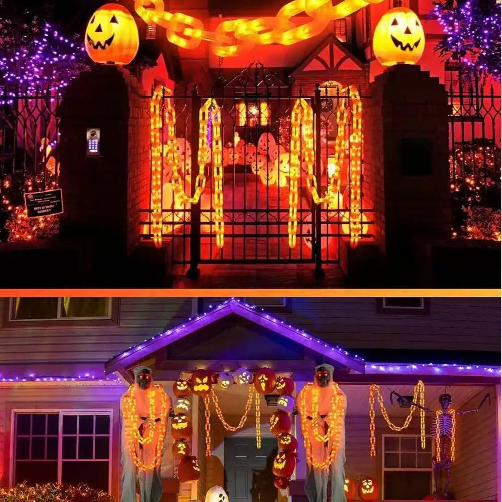 Guirlande Chaîne LED Halloween – 8 Modes Lumineux, Solaire ou Batterie, 2M ou 3M