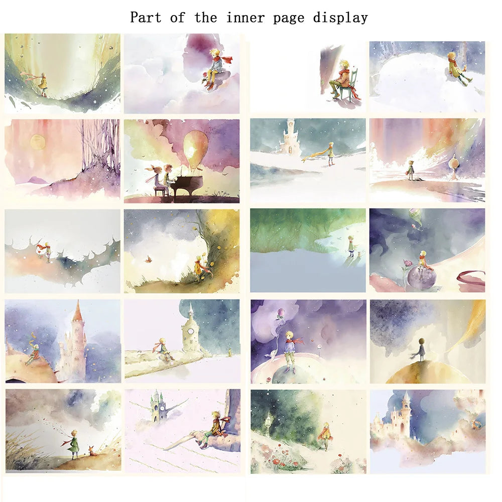 Cahier Relié – Série Prince & Rose – 128 Feuilles Couleur – Format B6 – 4 Designs