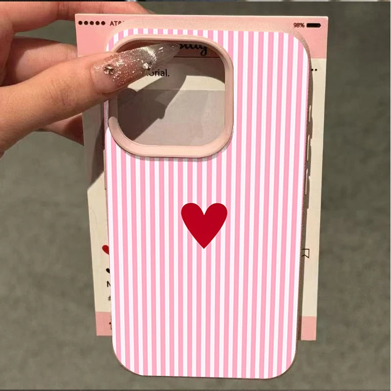 Coque Kawaii Motif Cœur pour iPhone – Mignonne & Tendance, Compatible iPhone 11 à 17 Pro Max, 5 Motifs