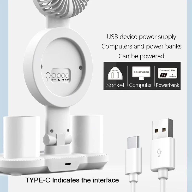 Lampe de Bureau LED avec Horloge & Ventilateur – Interrupteur Tactile, Filaire ou Rechargeable, 3 Modèles
