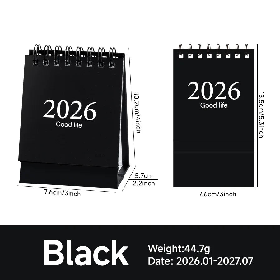 Calendrier de Bureau 2026 – Spirale Métal, Format S ou L, 14 Coloris