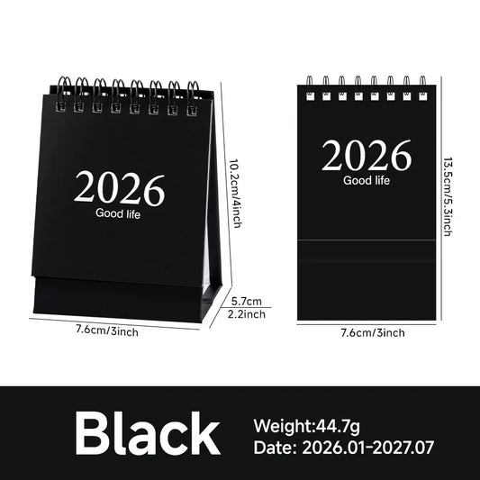 Calendrier de Bureau 2026 – Spirale Métal, Format S ou L, 14 Coloris