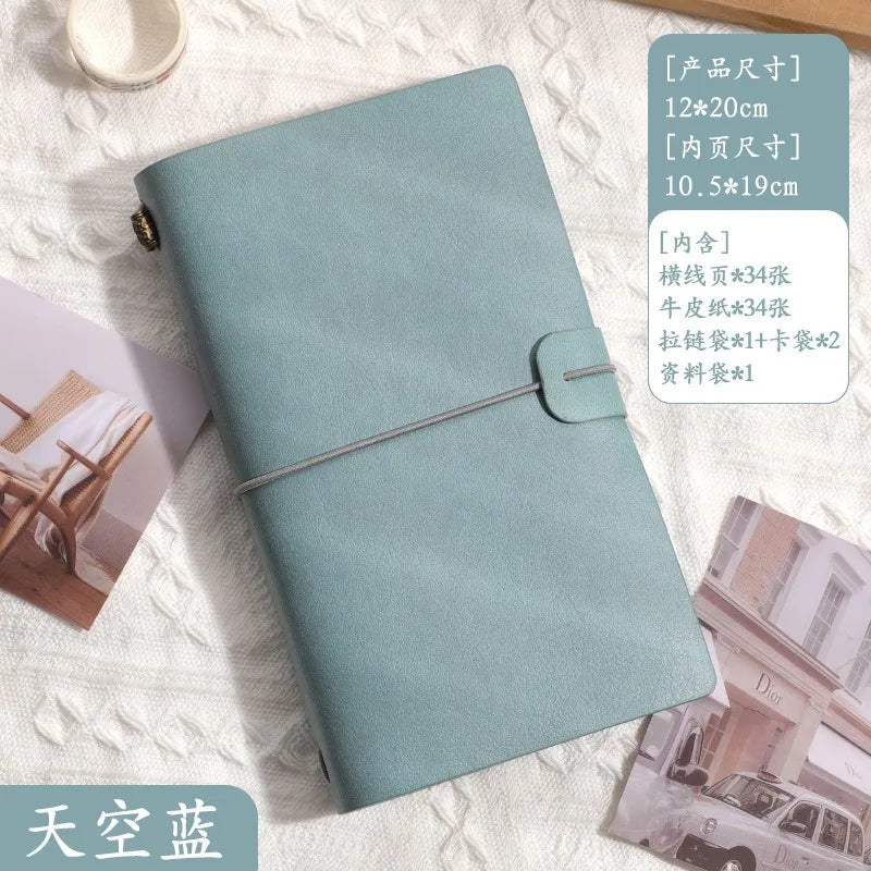 Carnet A6 Cuir Rétro à Sangle – Feuilles Mobiles – Journal de Voyage – 5 Coloris