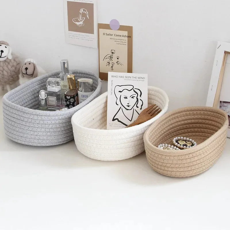 Corbeille de Rangement en Corde de Coton – Style Nordique Minimaliste