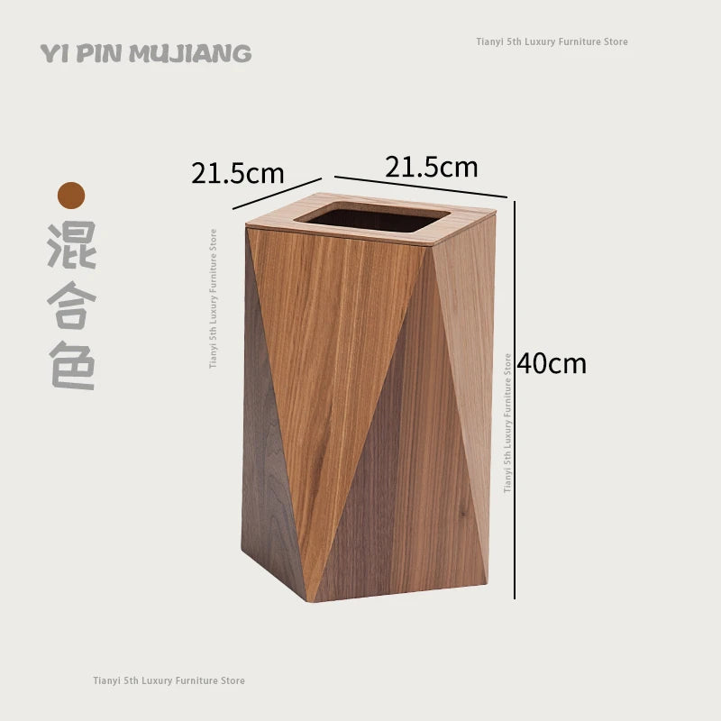Poubelle Design en Bois Style Nordique – Forme Diamant, Salon & Bureau