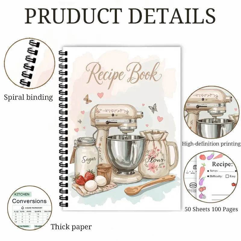 Carnet de Recettes Vierge – 100 Feuilles, Planification Repas & Pâtisserie