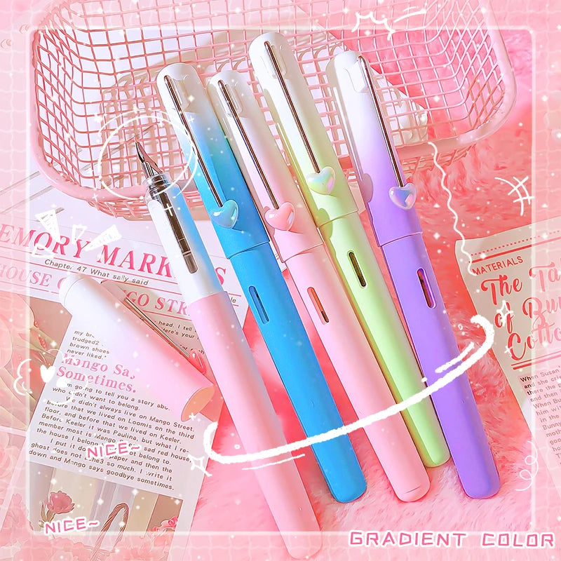 Stylo Plume – Plume Acier EF 0,5 mm, Étudiant & Bureau, 4 Coloris