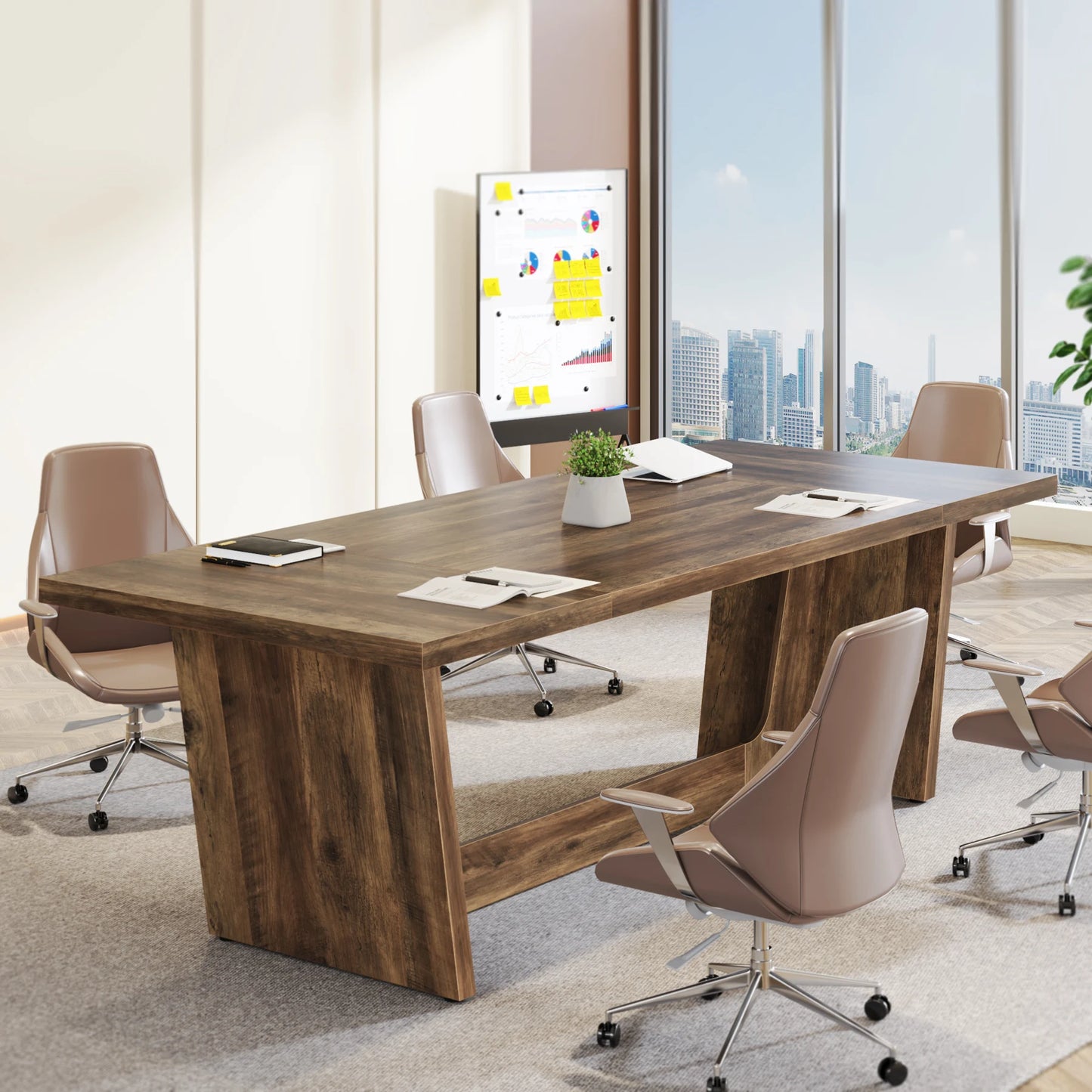 Bureau Tribesigns 180 cm – Grand Bureau Bois Style Industriel pour Bureau à Domicile