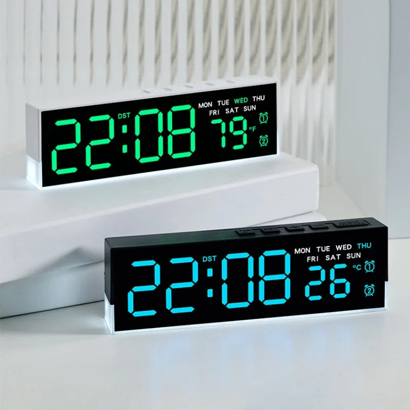 Réveil LED Numérique avec Veilleuse Colorée – Heure, Température, 2 Alarmes, USB ou Piles