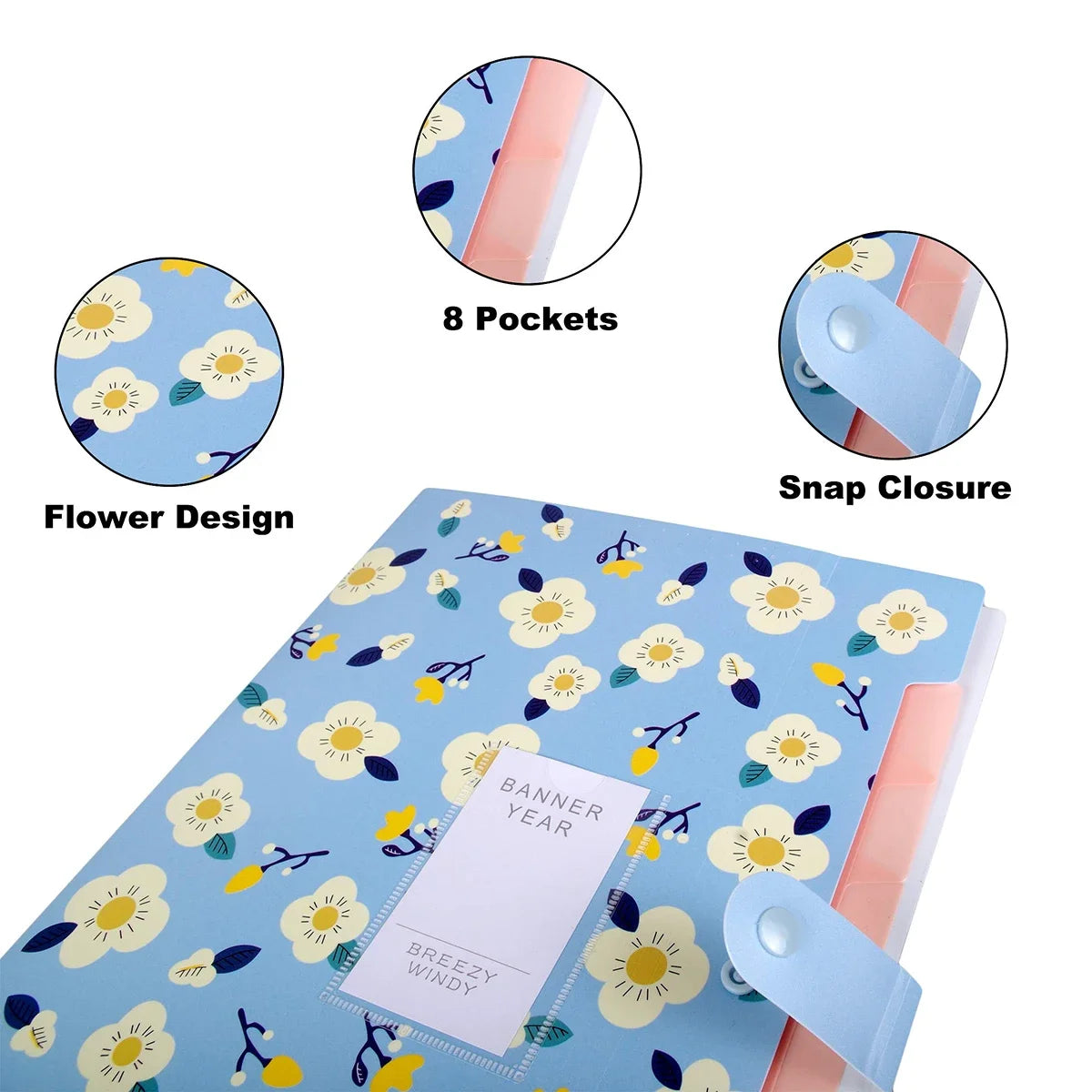 Pochette Document A4 – Bouton-Pression, Organiseur Bureau & École, 14 Coloris