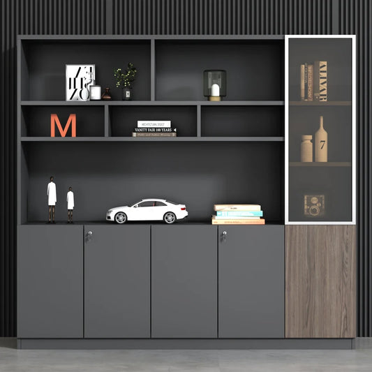 Bibliothèque de Bureau Modulable avec LED et Tiroirs – 7 Tailles, 0,8 m à 3,2 m