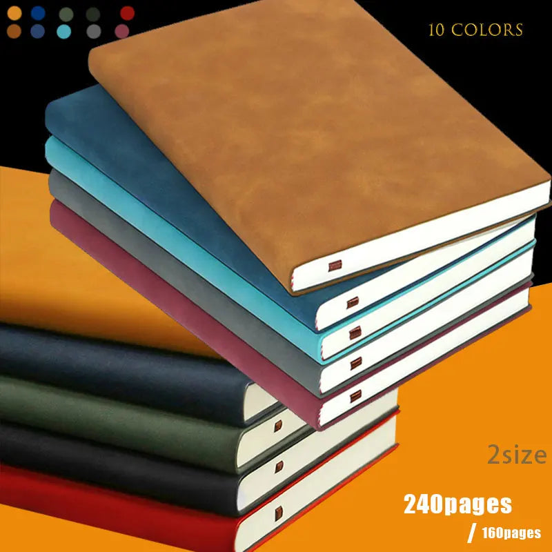 Carnet en Cuir Souple Ligné – Format A5 ou A6, 160 ou 240 Pages – 10 Coloris