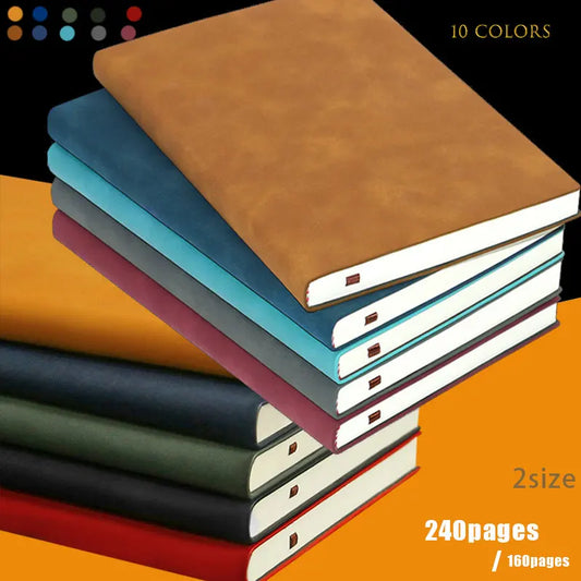 Carnet en Cuir Souple Ligné – Format A5 ou A6, 160 ou 240 Pages – 10 Coloris
