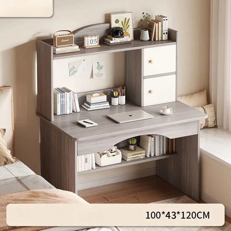 Bureau-Bibliothèque Intégré – Bureau Étudiant avec Rangement, 80 ou 100 cm