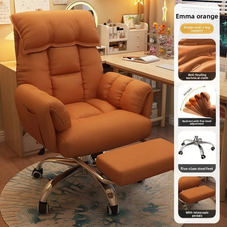 Chaise de Bureau Confortable avec Accoudoirs et Repose-pieds – Inclinable, Hauteur Réglable, 12 Coloris