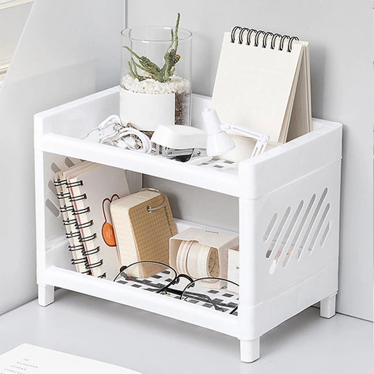 Rangement Bureau Double Étage – Plastique PP, Multifonction, École & Bureau