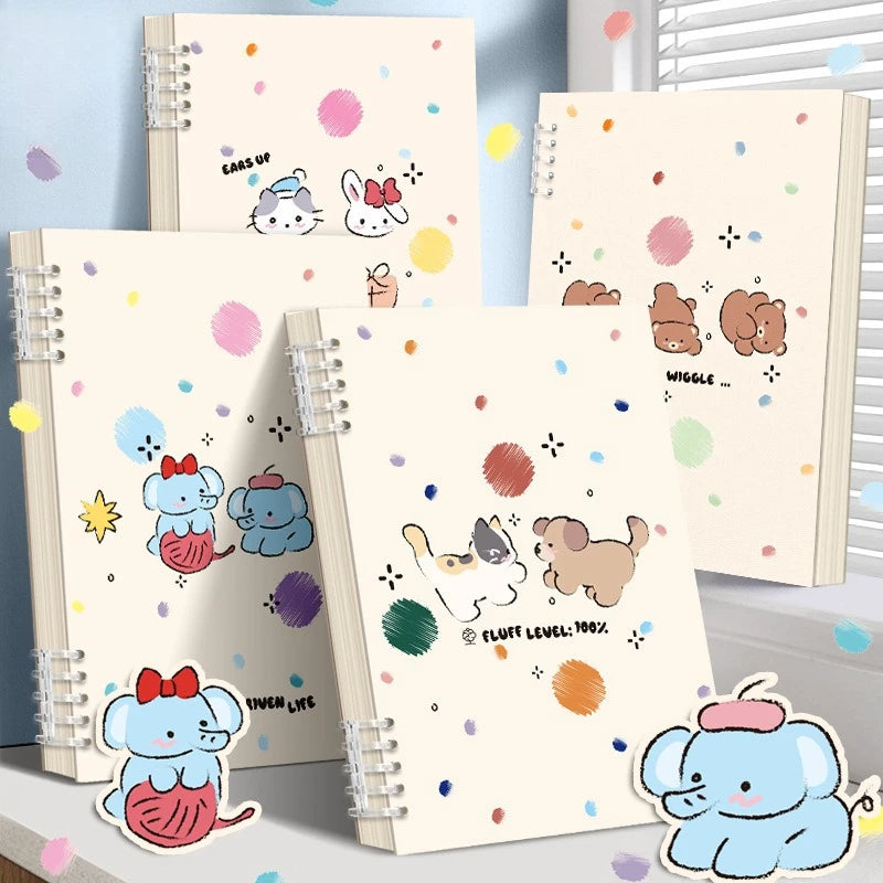Cahier à Feuilles Mobiles Cartoon – Super Épais, Couverture Imperméable, Style INS, Format A5