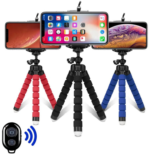 Mini Trépied Flexible Octopus pour Smartphone – Avec ou Sans Télécommande, Rouge, Bleu & Noir