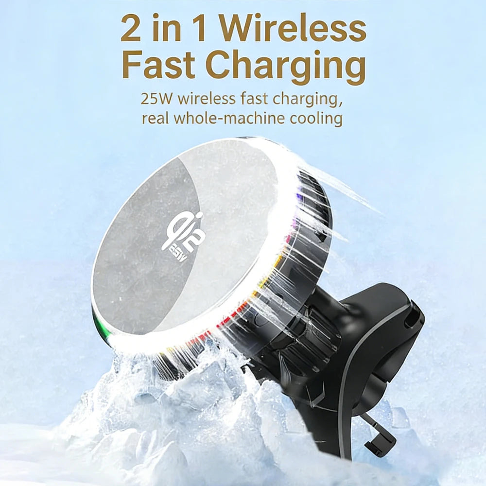 Chargeur Voiture Sans Fil Magnétique ACEFAST Qi2 25W – Refroidissement, RGB, Compatible iPhone 17