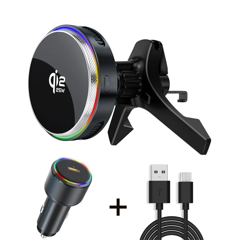 Chargeur Voiture Sans Fil Magnétique ACEFAST Qi2 25W – Refroidissement, RGB, Compatible iPhone 17