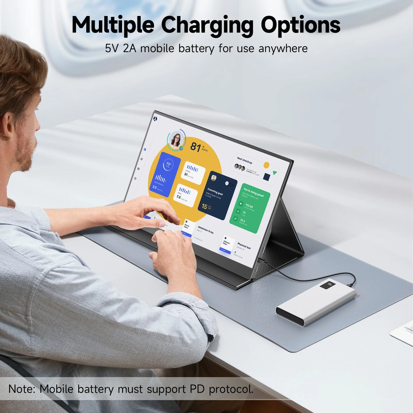 Tablette Portable Tactile 15,6" – Full HD 1080P IPS, Haut-parleurs Intégrés, USB-C & HDMI