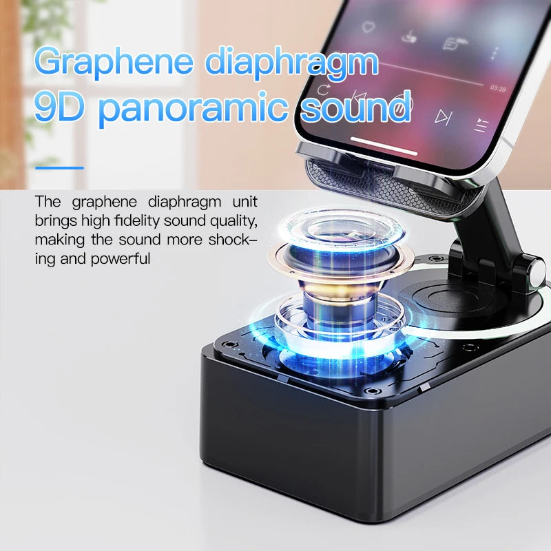 Enceinte Bluetooth 3-en-1 – Support Téléphone, Batterie Externe, Pliable, Antidérapant, Réunion & Live