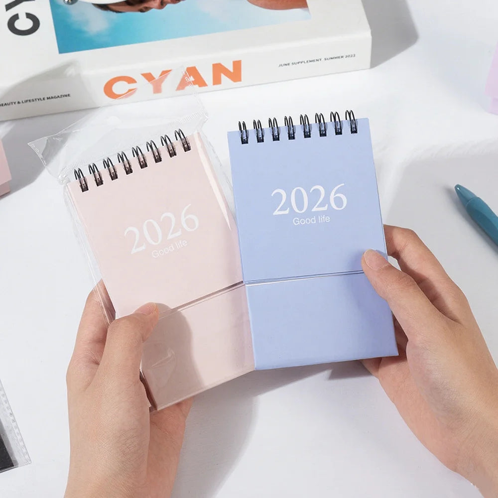 Calendrier de Bureau 2026 – Spirale Métal, Format S ou L, 14 Coloris