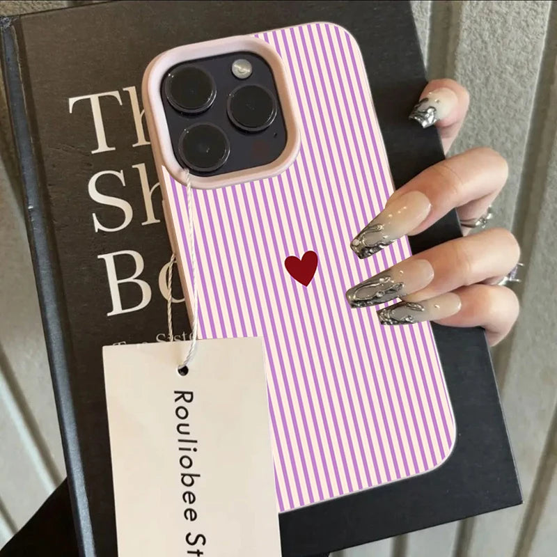 Coque Kawaii Motif Cœur pour iPhone – Mignonne & Tendance, Compatible iPhone 11 à 17 Pro Max, 5 Motifs