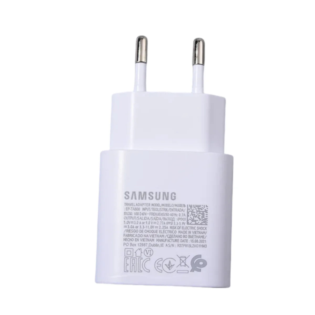 Chargeur Samsung Original 25W USB-C – Charge Super Rapide, Compatible Galaxy A & S Series, Noir & Blanc