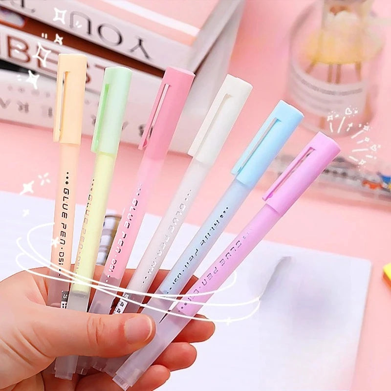 Stylo Colle Solide Kawaii – 5 Coloris, Séchage Rapide, Enfants, École & Scrapbooking