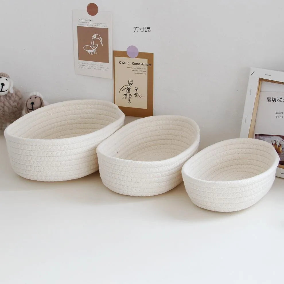 Corbeille de Rangement en Corde de Coton – Style Nordique Minimaliste