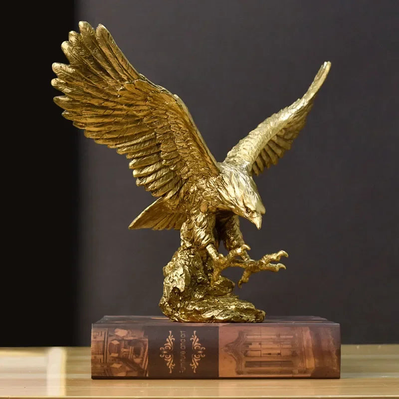 Statue Aigle Doré en Résine – Figurine Décorative Prestige Bureau et Salon